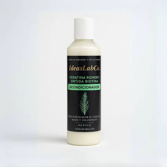 IdeasLabCo™ - Acondicionador para Cabello Grueso y Voluminoso con Romero Keratina Ortiga y Biotina (220 gr.) -